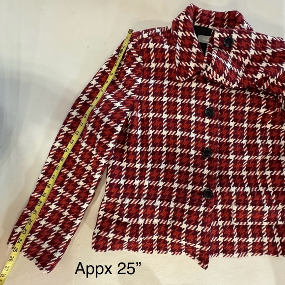 LIZ CLAIBORNE Wool Blend Houndstooth Peplum Maroon Orange Jacket (XL) - Picture 12 of 17